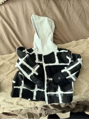 Little Bipsy Black & White Grid Hooded Jacket